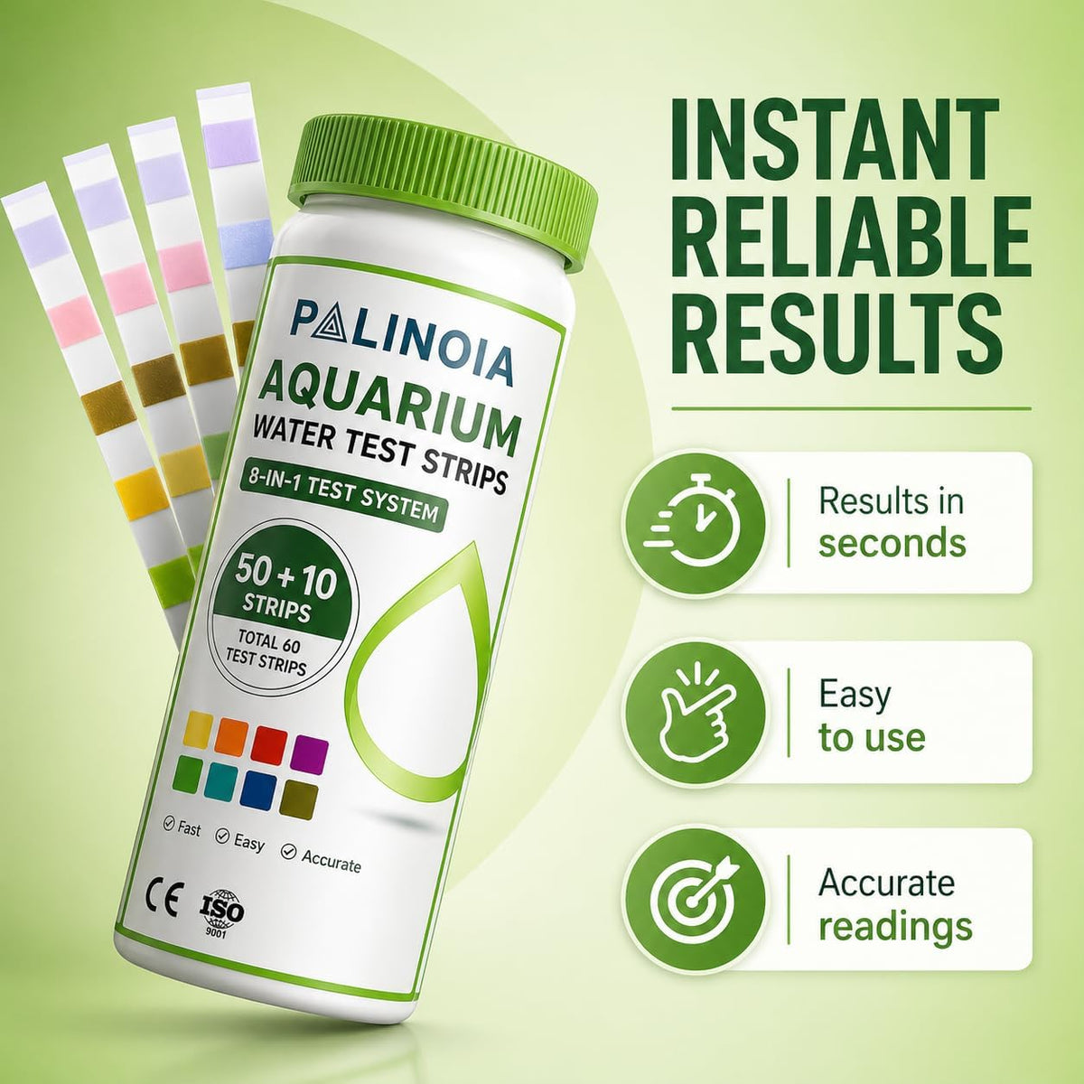 8-in-1 Aquarium Water Test Strips, 60 Count
