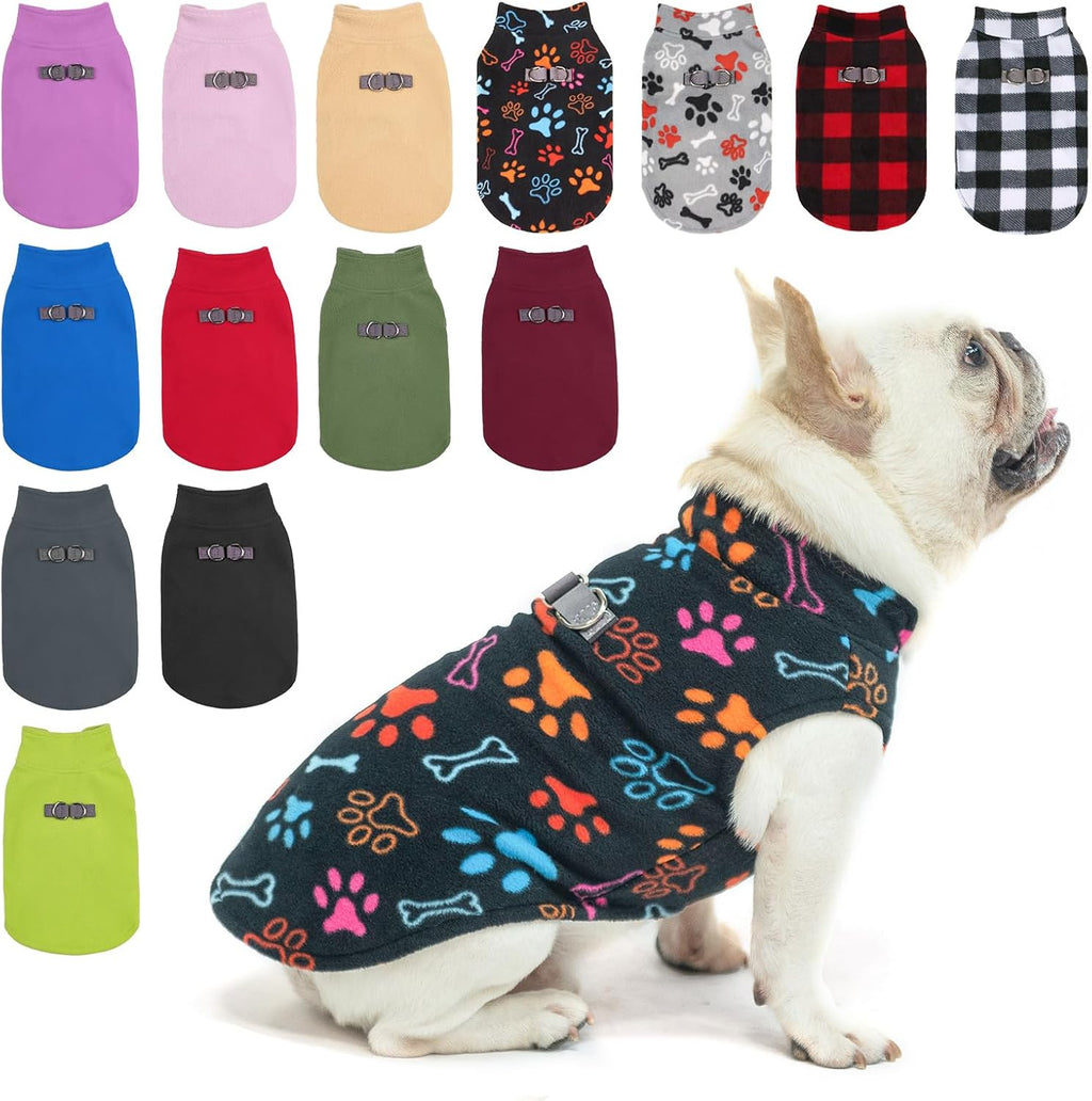 Small Dog Sweater Fleece Vest Winter Jacket, D-Ring Leash Attachment for XS S Puppy Medium Sized Breeds Dogs, Cold