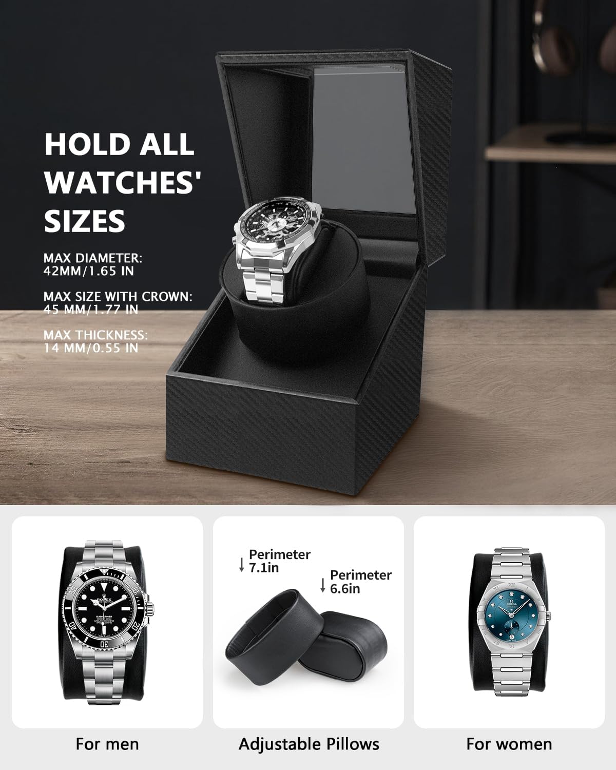 Watch Winder for Automatic Watches: Automatic Single Watch Winder Box | Japanese Quiet Motor, Anti-Magnetic Design