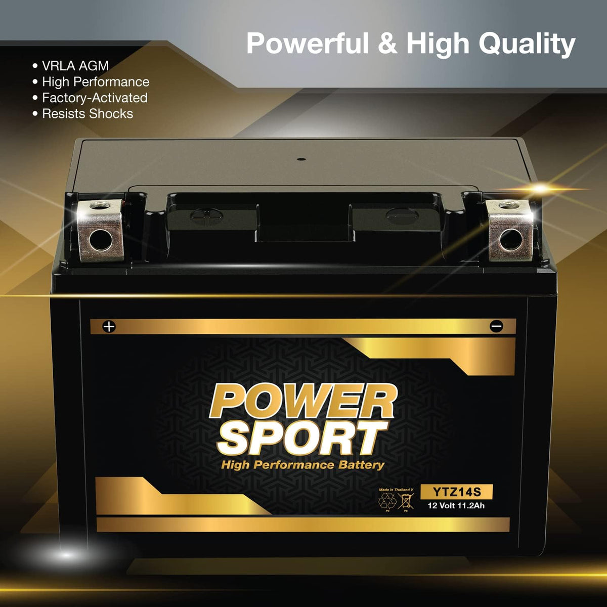 ExpertPower YTZ14S / ETZ14S Motorcycle Battery 12V 11.2Ah SLA AGM, 230 CCA