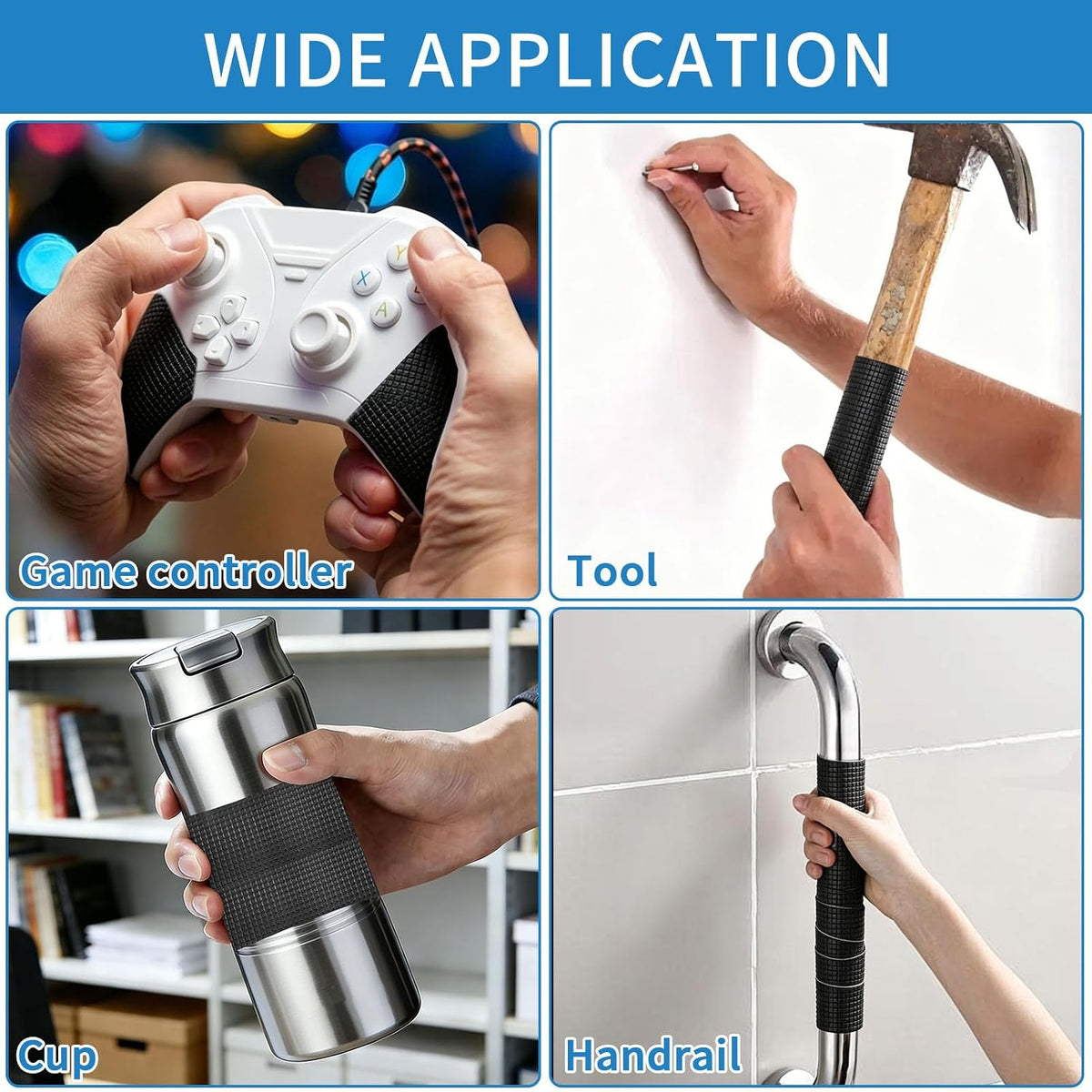Textured Grip Tape, 4IN x 10FT Strong Anti Slip Rubber Tape, Waterproof & Heat Resistant with High Adhesion for