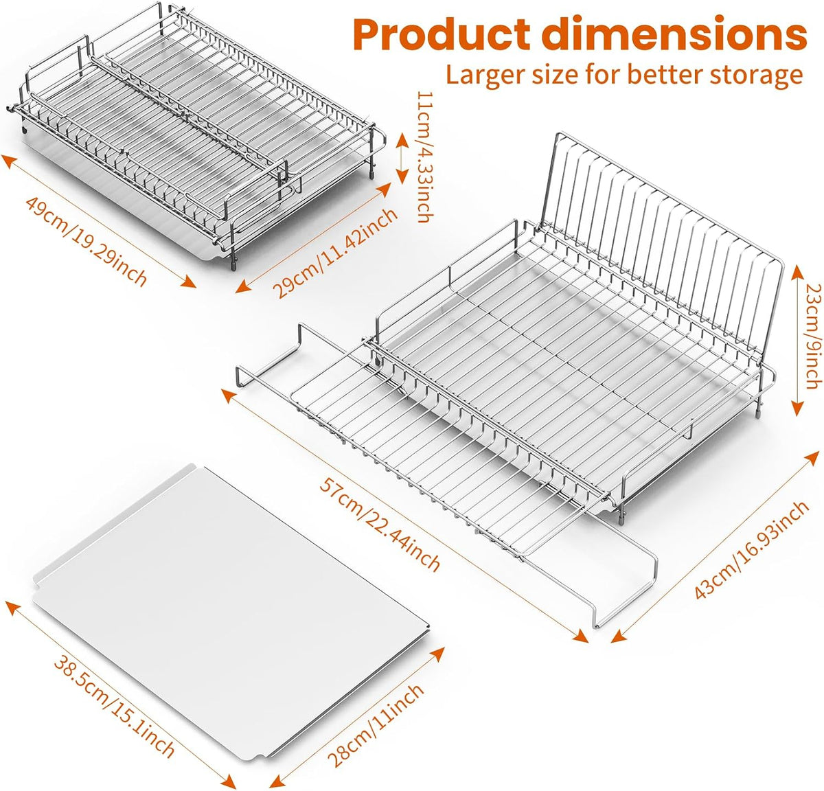 Dish Drying Rack Stainless Steel 304 Expandable Large