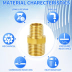 ChillWaves Brass Pipe Fitting，Reducer Hex Nipple 1/2" NPT Male x 3/8" NPT Male Thread Adapter(3-PACK)