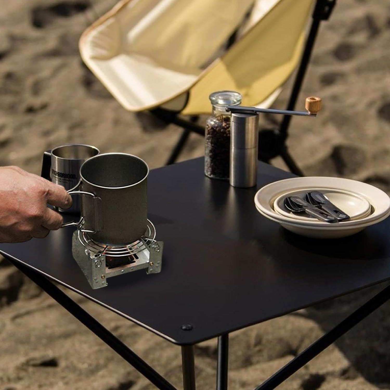 Emergency Stove 3.8x3x0.8'' Thickened Foldable Camping Stove with Copper Rivets Portable Camp Stove with Adjustable