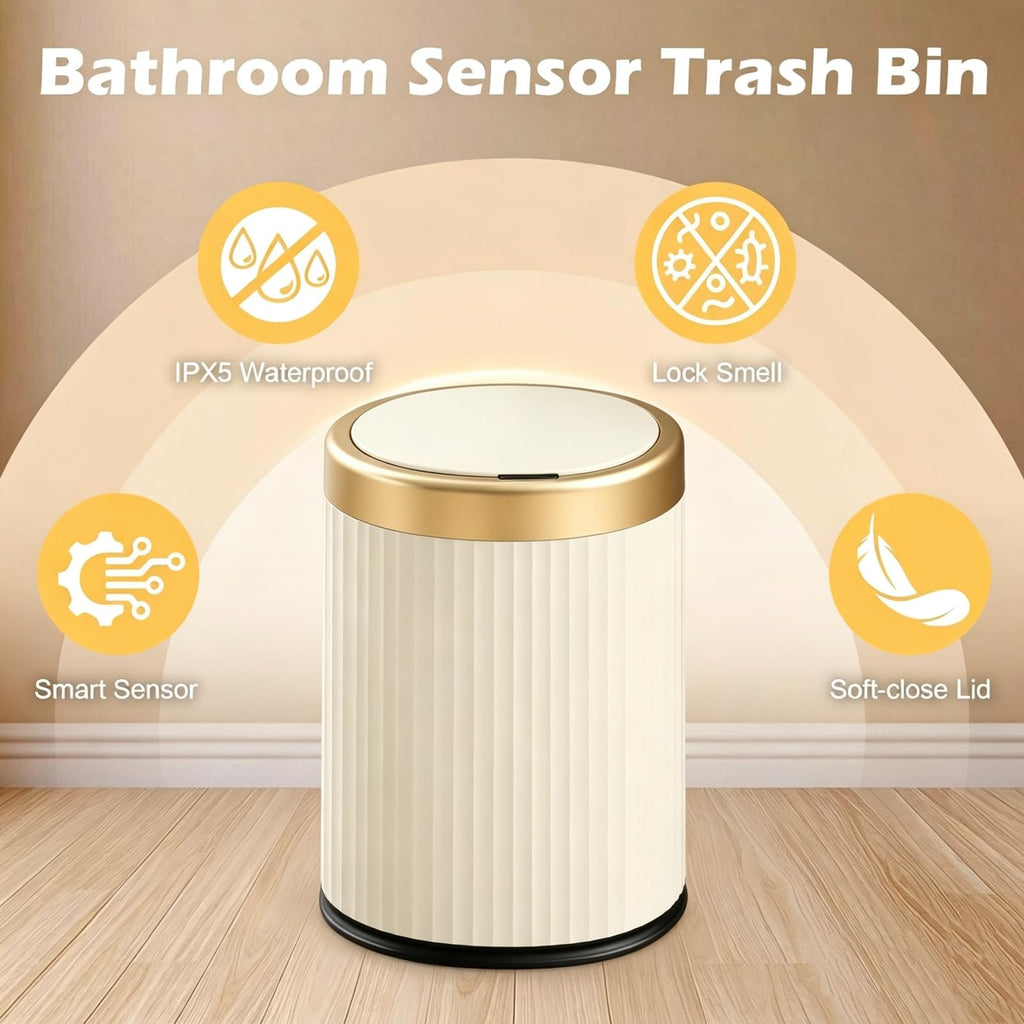 Bathroom Trash Can with Lid, Automatic Motion Sensor Trash Can