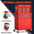 10-Drawer Rolling Tool Chest with wheels, Lockable 2-in-1 Tool Box
