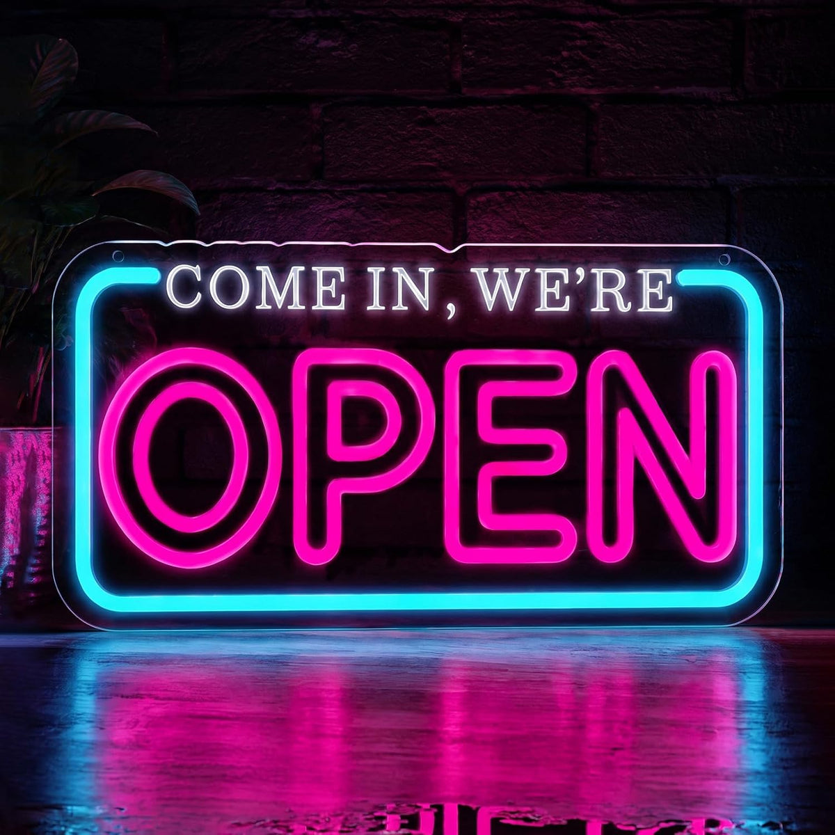 LED Open Sign for Business, Dimmable Neon Open Sign for Storefront Window Bright USB Powered Open Neon Light for Bar