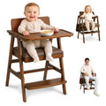 3-in-1 Wooden High Chair with Steps & Adjustable Tray for Baby Toddler