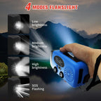 Weather Emergency Solar Hand Crank Radio, 2000mAh NOAA AM/FM | Portable Self Powered Radios with SOS Alarm LED