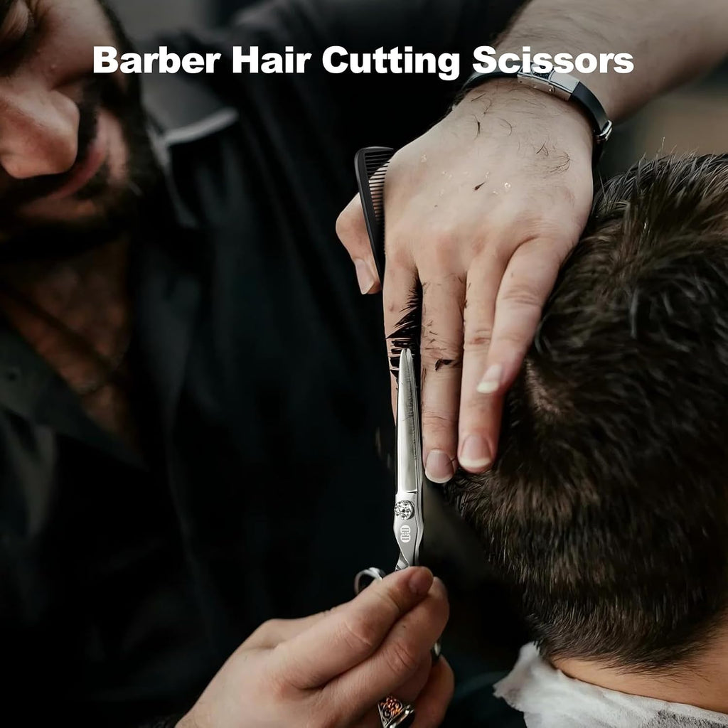 Professional Hair Cutting Scissors Kit, 440C 7″ Barber Shears Set | Pro Haircut Scissors Kit, Hairdressing Trimming