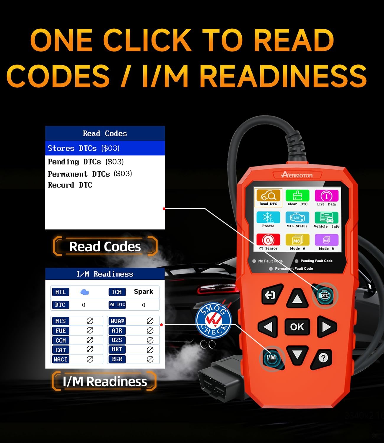 OBD2 Scanner,V880 Car Scanner Diagnostic Tool, Check Engine Code Reader | Graphic Live Data, Freeze Frame,Mode 6