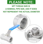 TAISHER 4 Pcs 1/4 Inch FNPT Ball Valve Kit, 304 Stainless Steel with Blue Handles & Nipple