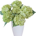 6PCS Green Hydrangea Artificial Flowers, Silk Fake Faux Hydrangea