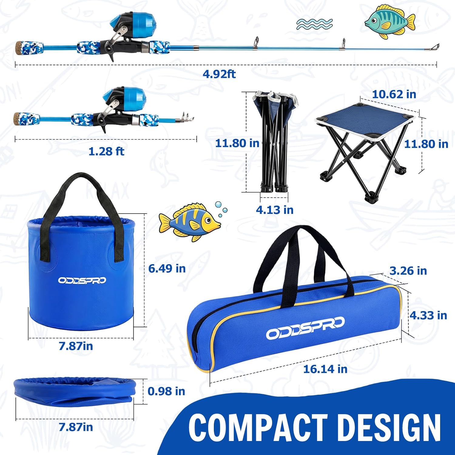 Kids Fishing Pole - Portable Kids Fishing Rod and Reel Combo, Kids Fishing Gear with Tackle Box, Spincast Reel