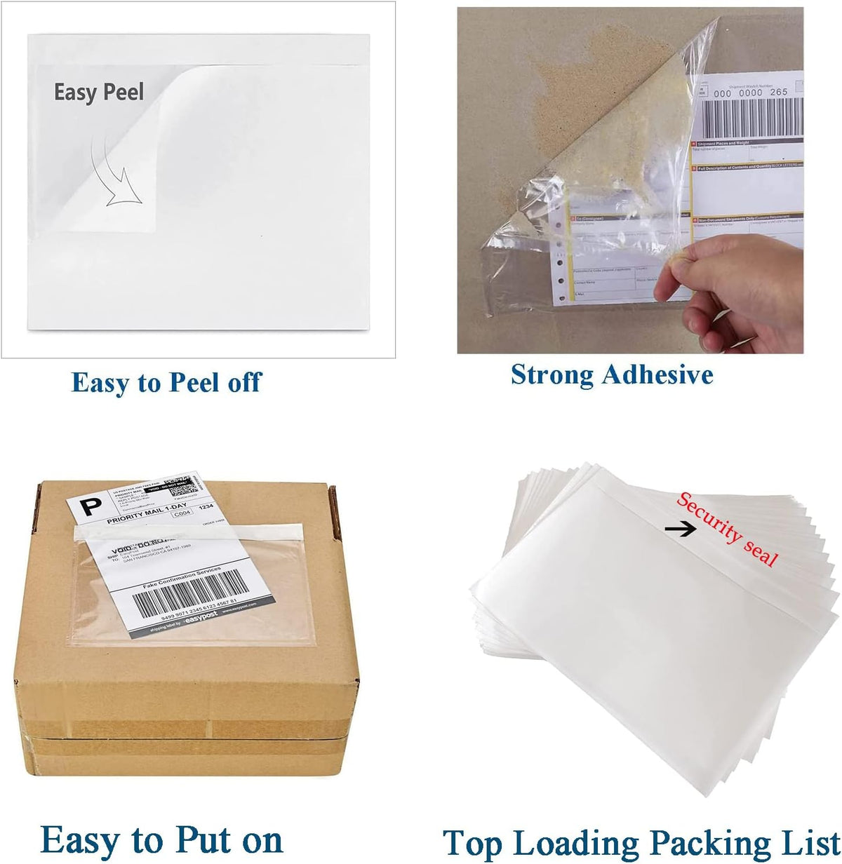 7.5'' X 5.5'' Packing Slip Envelope Pouches, Shipping Label Sleeves, Top Loading Packing List Mailing Envelopes