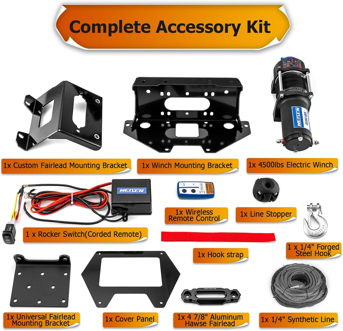 4500lb 12V Electric Winch Kit Fit for Polaris RZR PRO XP 4 2020-2026