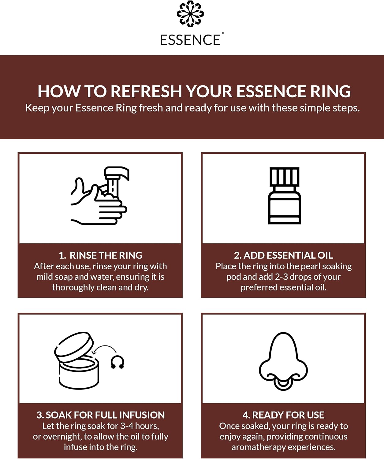Essence Wearable Aromatherapy Nasal Diffuser – Coffee Essential Oil | Nose Ring Refresh Kit – Personal Scent Clip for