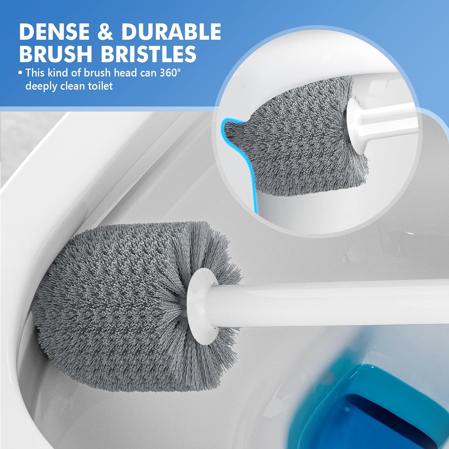 Toilet Plunger and Brush with Holder, Bowl Brush and Heavy Duty Toilet Plunger Set with Ventilated Holder, 2-in-1