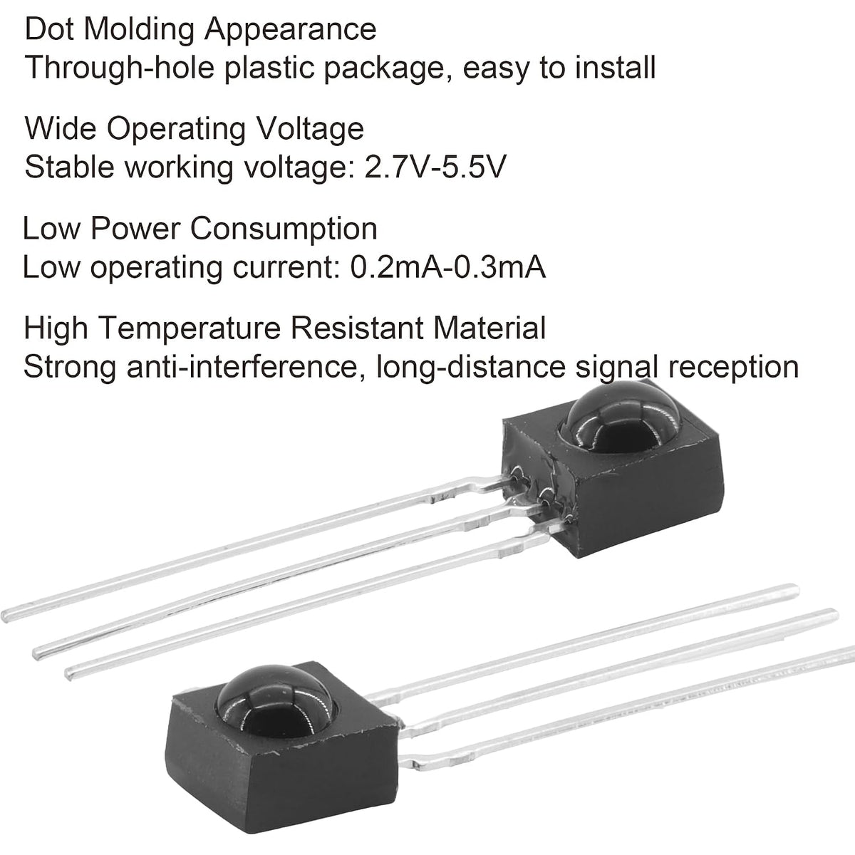 38kHz Infrared (IR) Receiver Sensor, Round Dot Long Range IR Receiver Head Compatible with CH0038K for Remote Control Projects