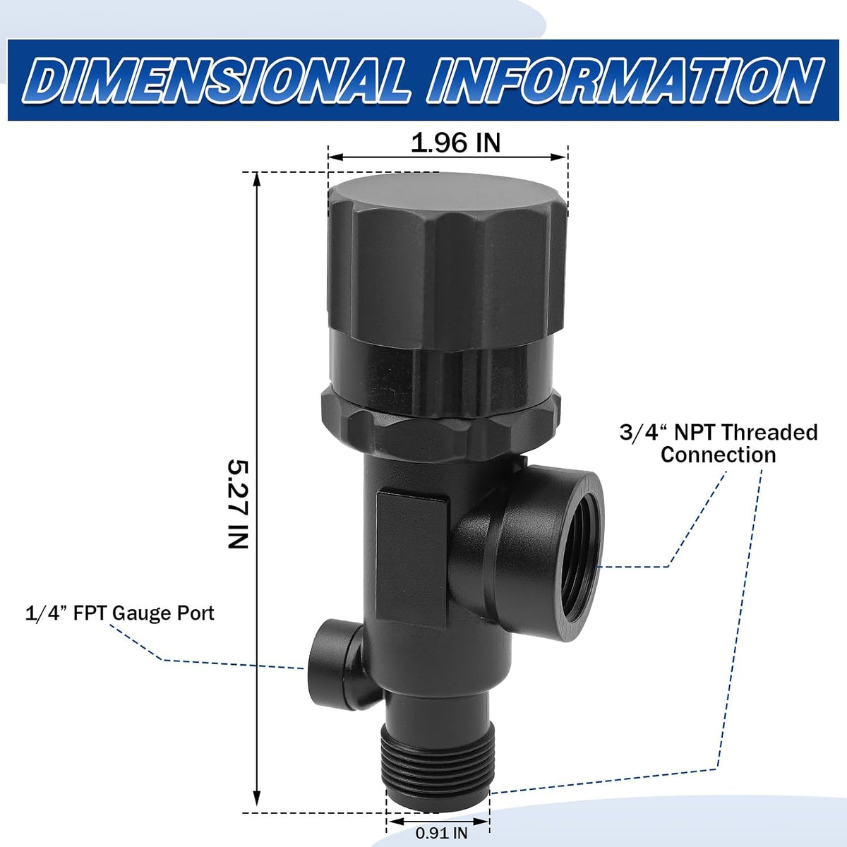 23120-3/4-PP Adjustable Pressure Relief Valve - 3/4" NPT Inlet/Outlet