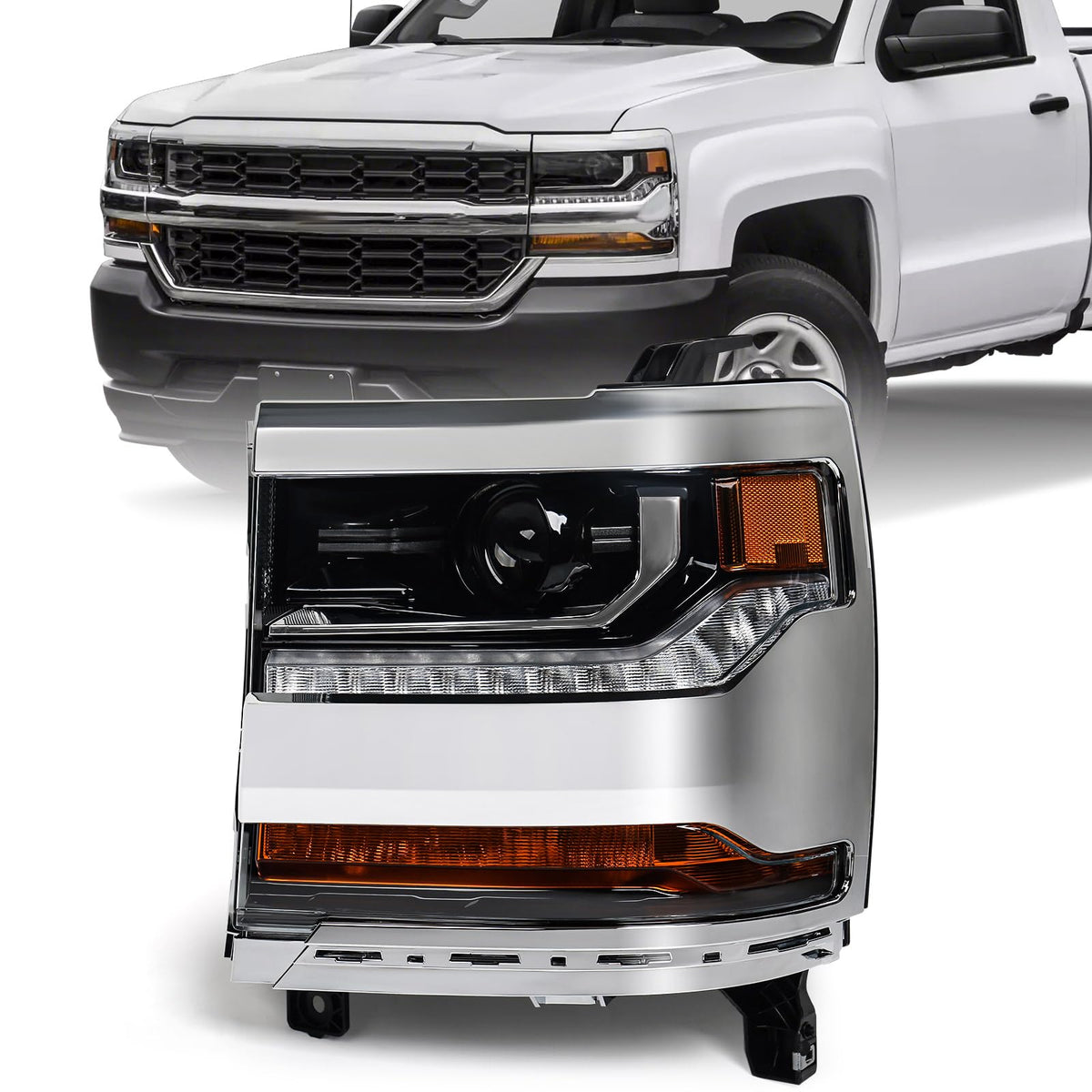 Headlight Fit for Chevy Silverado 1500 2016 2017 2018 Driver