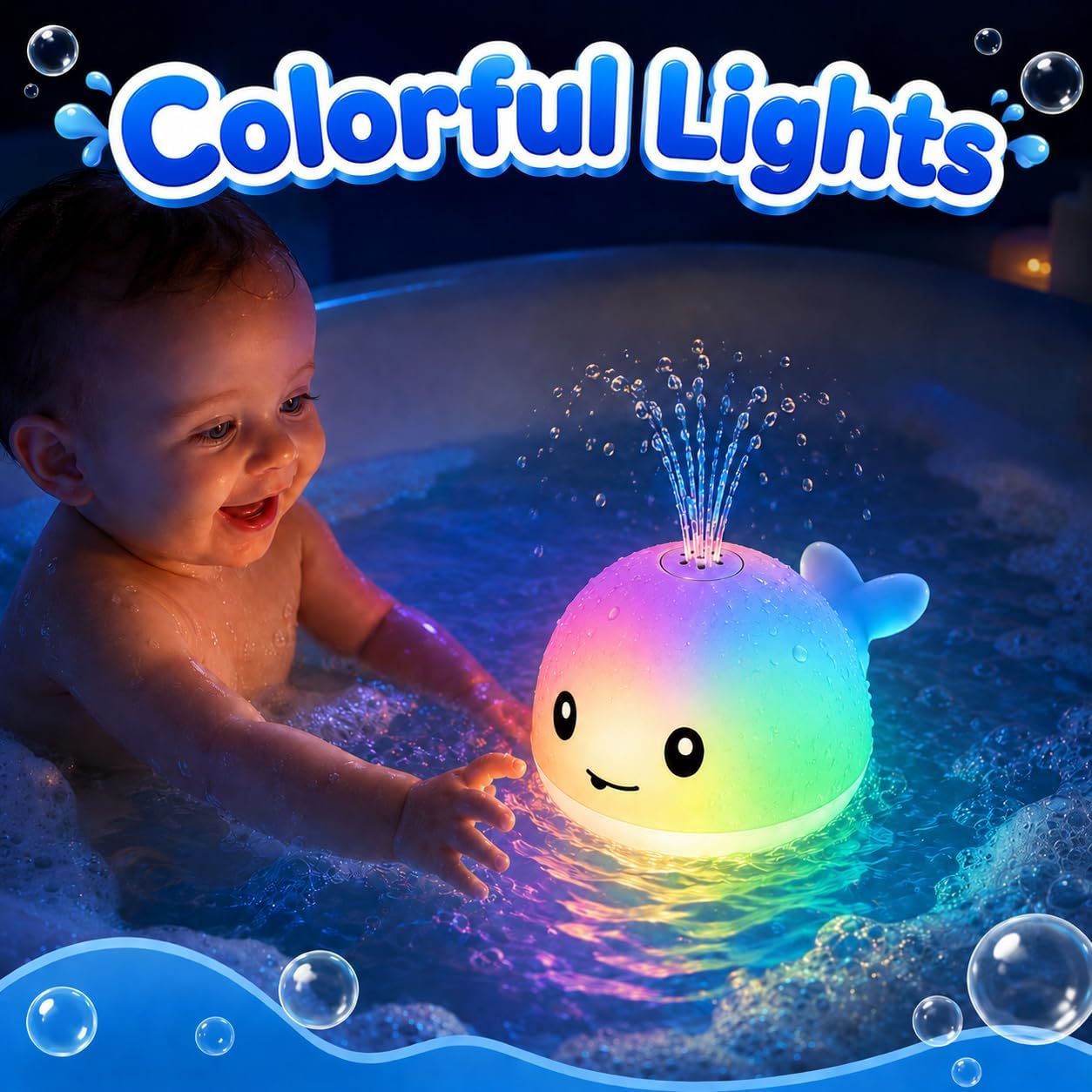 Baby Bath Toys, Light up Whale Bath Toys for Babies Kids Ages 1-3 | Pool Water Toys 1 Year Old Boys Girls Gift
