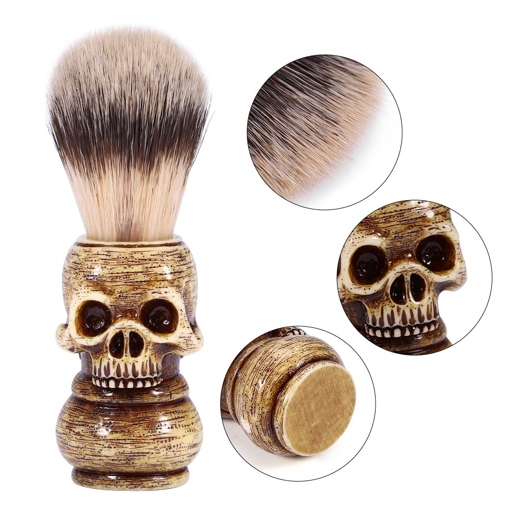 Shaving Brushes, Skull Shaped Handle, Rich and Fast Lather Men Shaving Brush, Barber Grooming, Shave Brush for Wet