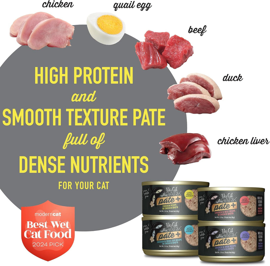 Tiki Cat After Dark Pate+ Wet Cat Food, Variety Pack, 2.8 oz Can (12 Count)