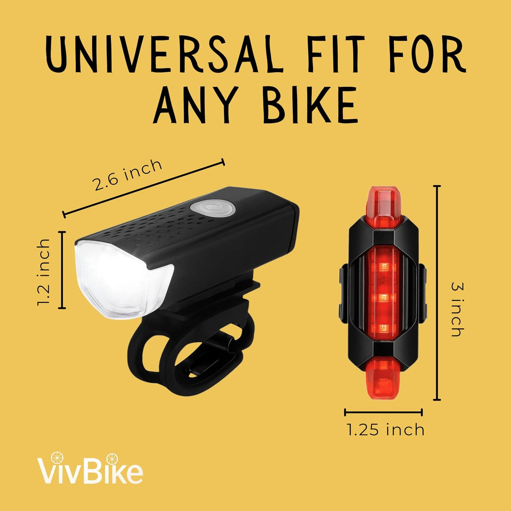 VivBike Rechargeable Bike Light – LED Bicycle Headlight, USB-C Charging, Waterproof, Multiple Lighting Modes
