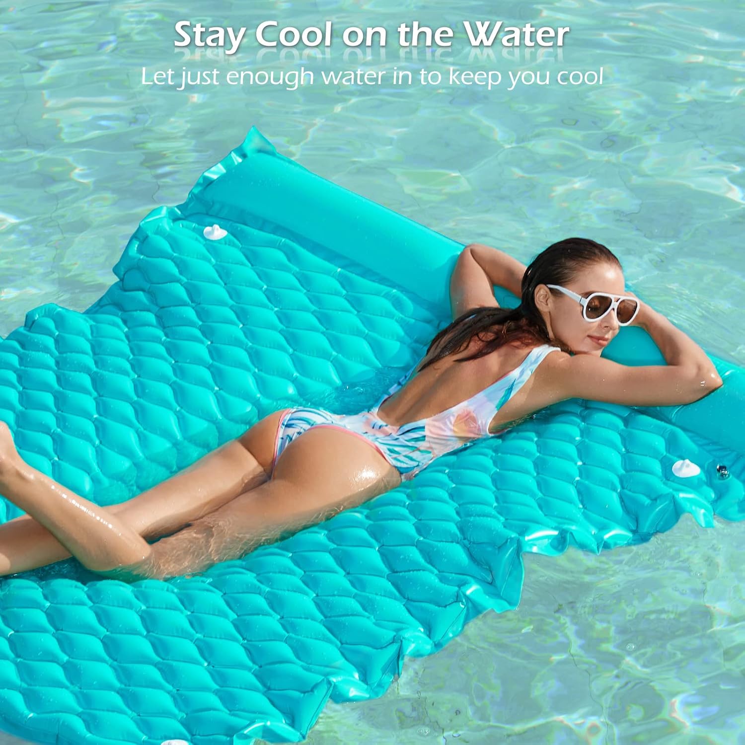 Floating Mat Pool Floats - Giant Inflatable Pool Float Lake Raft Lounge Floating Water Mat for Swimming Pool Floatie