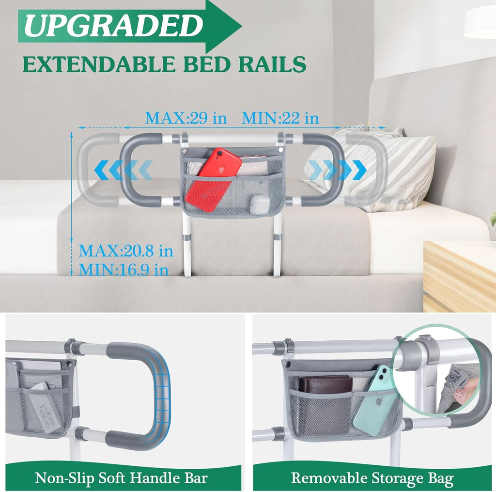 Bed Rails for Elderly Adults Safety - Extended Bed Assist Rail for Seniors - Adjustable Beds Side Rails Handle