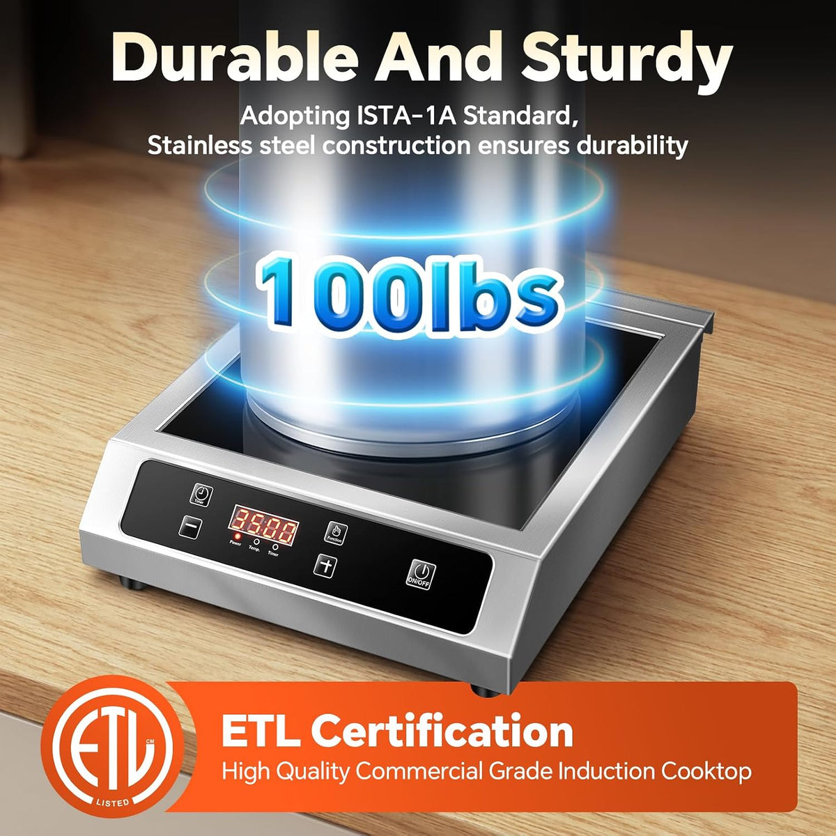 3500W Commercial Induction Cooktop with Sensor Touch LCD