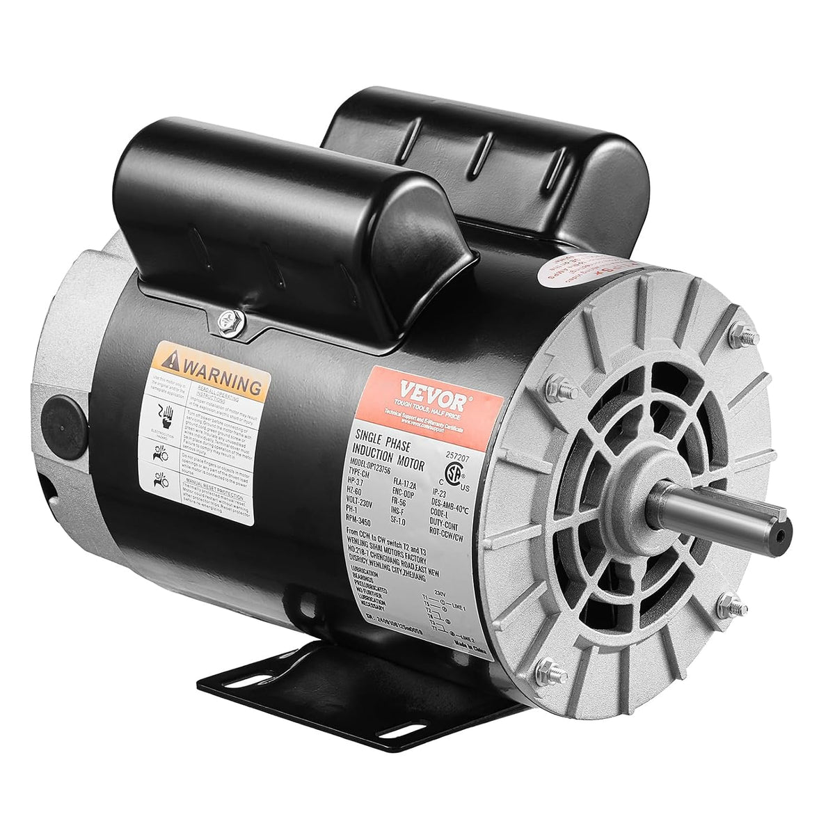 VEVOR 3.7HP Air Compressor Motor, 3450RPM Electric Motor, 230V 17.2 Amps