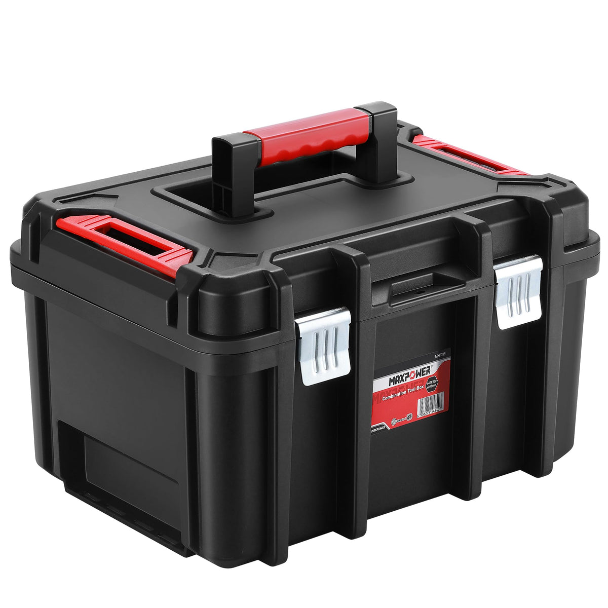 16-inch Stackable Tool Box, 10" H, Metal Latches, Removable Tray