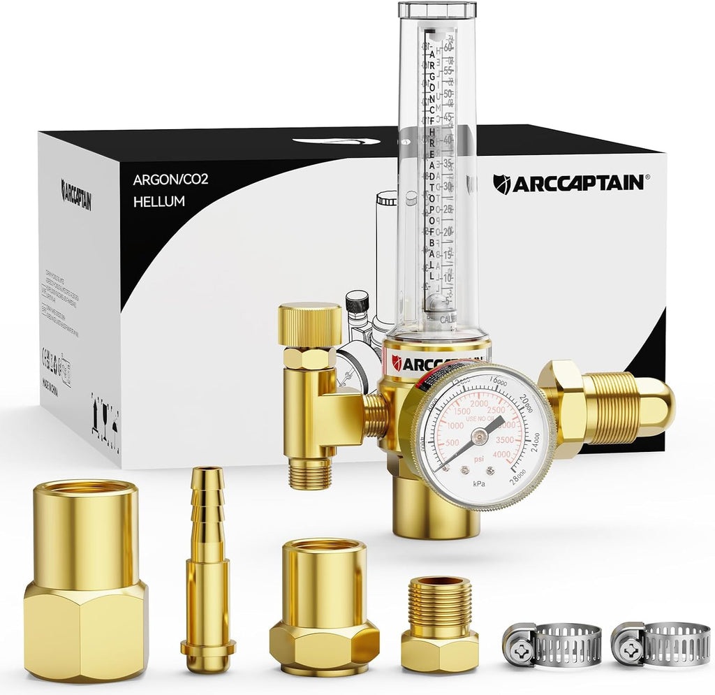 ARCCAPTAIN Argon/CO2/Helium Regulator, CGA580 and CGA320 Inlet Connection