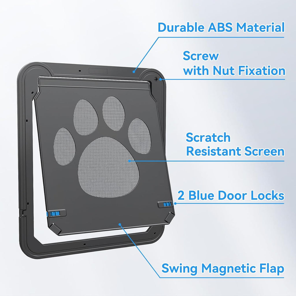 Cat Screen Door, Flap Opening 8 x 10 inches, Cat Door for Porch Screen, Magnetic Self-Closing Small Pet Door for