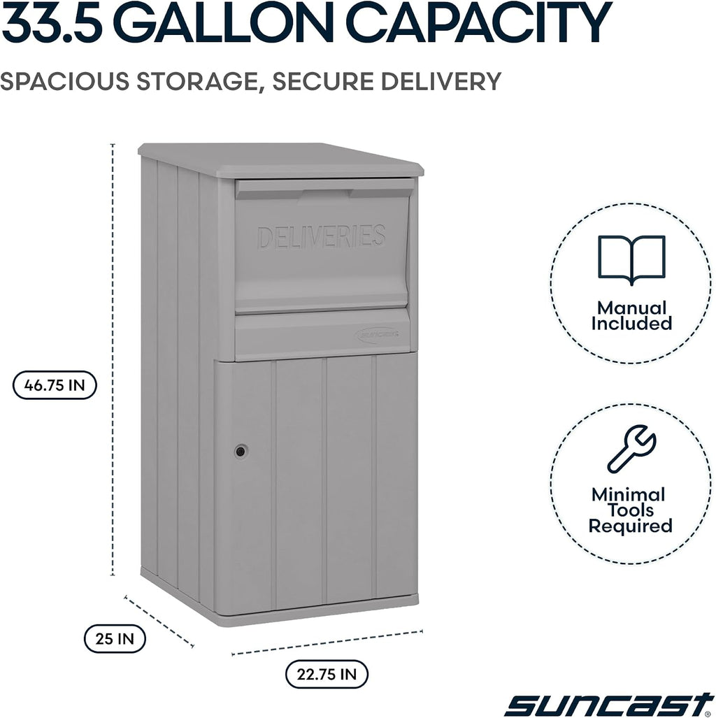 33.5-Gallon Capacity Package Delivery Box, Parcel Drop Box with Lock, Weather Resistant Outdoor Storage Solution for