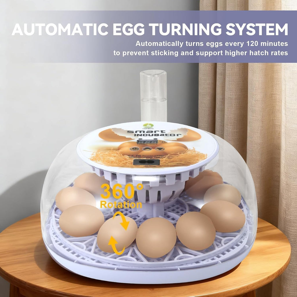 Gen I - 12 Egg Automatic Incubator, Steady Humidity with Auto-Refill, Stable Temp Control, Auto Egg Turning, Candler