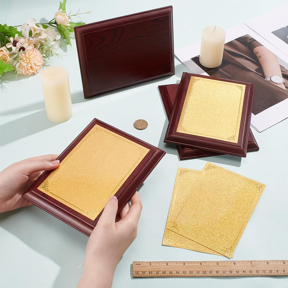 4Pcs DIY Blank Award Plaque 7.8 x 5.8 Inch Certificate Display Plaque Certificate Frame Holder Wooden Trophy Gift for