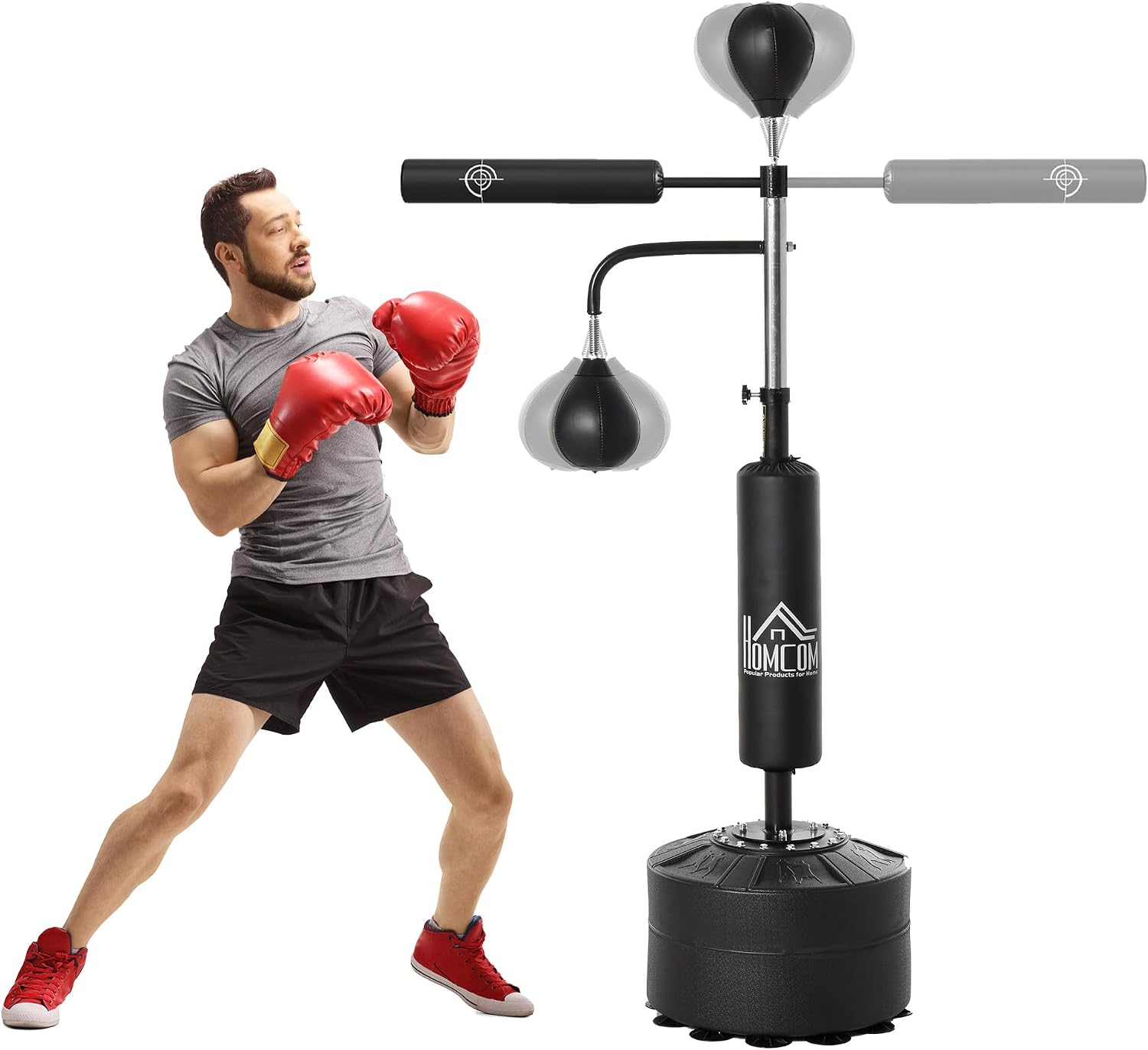 4-in-1 Punching Bag for Adults, Freestanding Boxing Bag with 2 Speed Bag, Boxing Training Equipment with 360° Relax