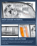 Headlight Assembly Compatible with 2001 2002 2003 2004 Toyota Tacoma Replacement Headlamp Chrome Housing Amber
