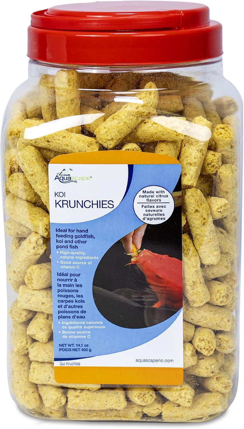 Koi Krunchies Fish Food Large 1.1 lbs / 400 g for Hand Feeding in Pond Water Feature, 81000