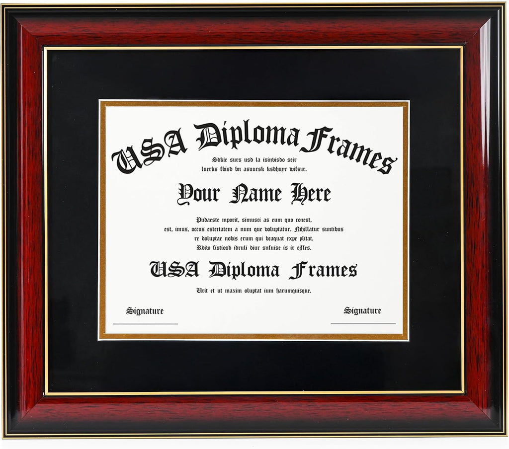 8.5x11 Diploma Frame with Mat. Certificate Holder for University, College, or Technical School Degrees – 15.5”x18”