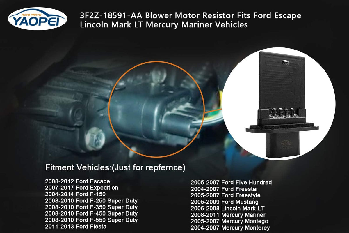 YAOPEI Blower Motor Resistor YH-1715 Replaces 3F2Z-18591-AA for Ford