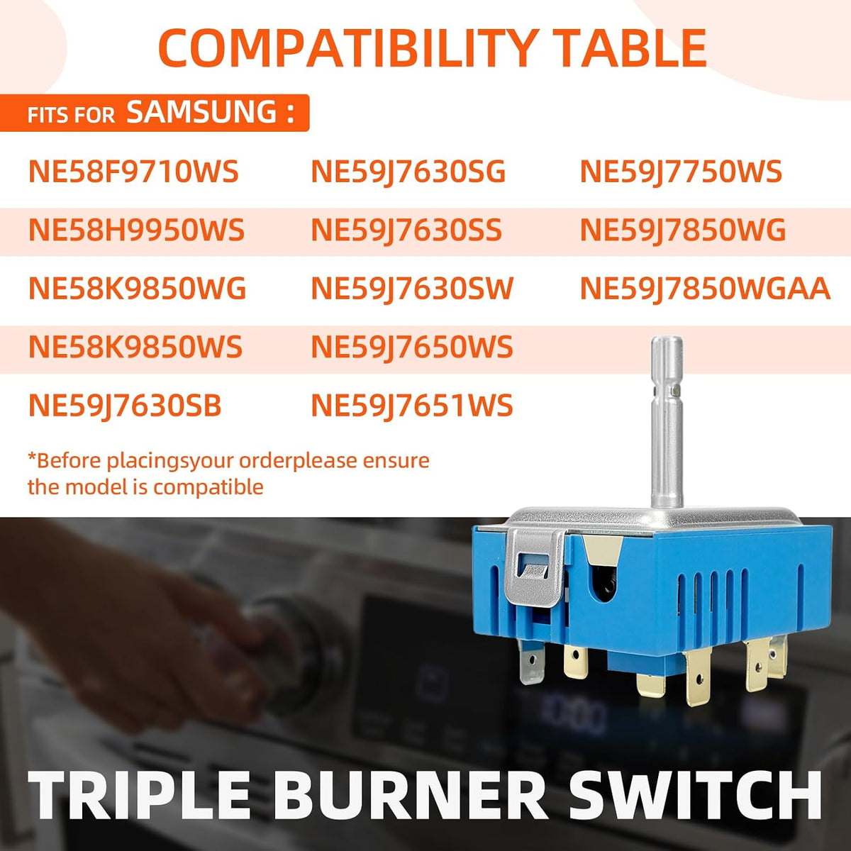 NE58F9710WS NE59J7630SS NE59J7630SG Triple Burner Switch Fit for Samsung