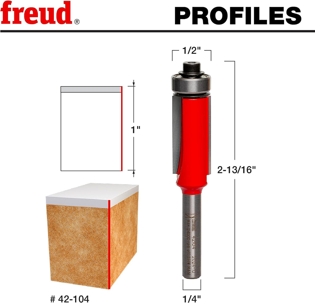 42-104: 1/2" (Dia.) Bearing Flush Trim Bit