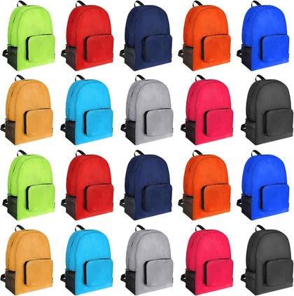 20 Pack Foldable Backpacks Lightweight Backpack Bulk Adults Bag Classic Mix Colors Bag Outdoor Travel Donation