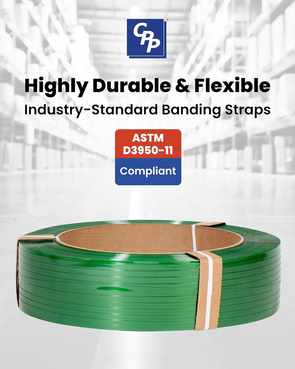 CPP 3/4" x .040" x 3000' Smooth & Waxed Polyester Strapping for Pallet Banding, Heavy Duty Box Straps, Brick and