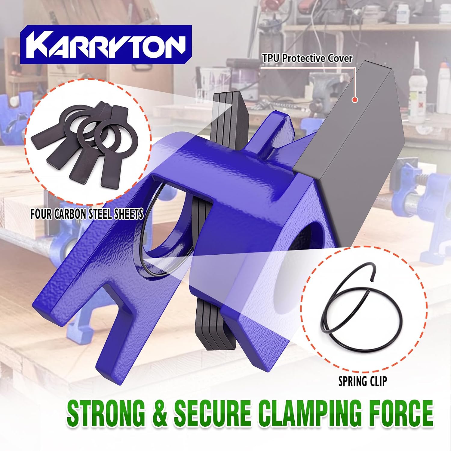 3/4 Inch Heavy Duty Pipe Clamps for Woodworking, H-Style Wood Gluing Clamps w/Foot Pads, Adjustable Pipe Clamp Tool