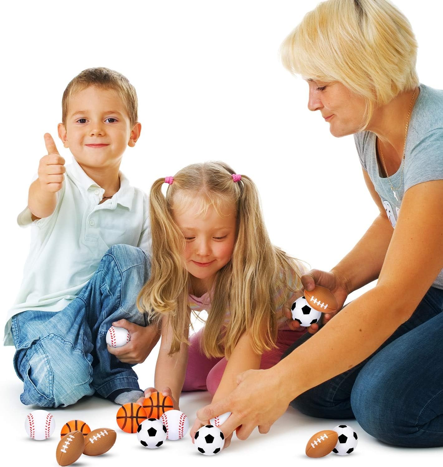 48 Pack Small Sports Stress Balls for Kids Mini Footballs Baseball Soccer Basketball Sports Party Favor Gifts Small